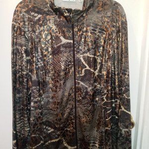 Susan Graver Jacket  2X Animal print mixed brown